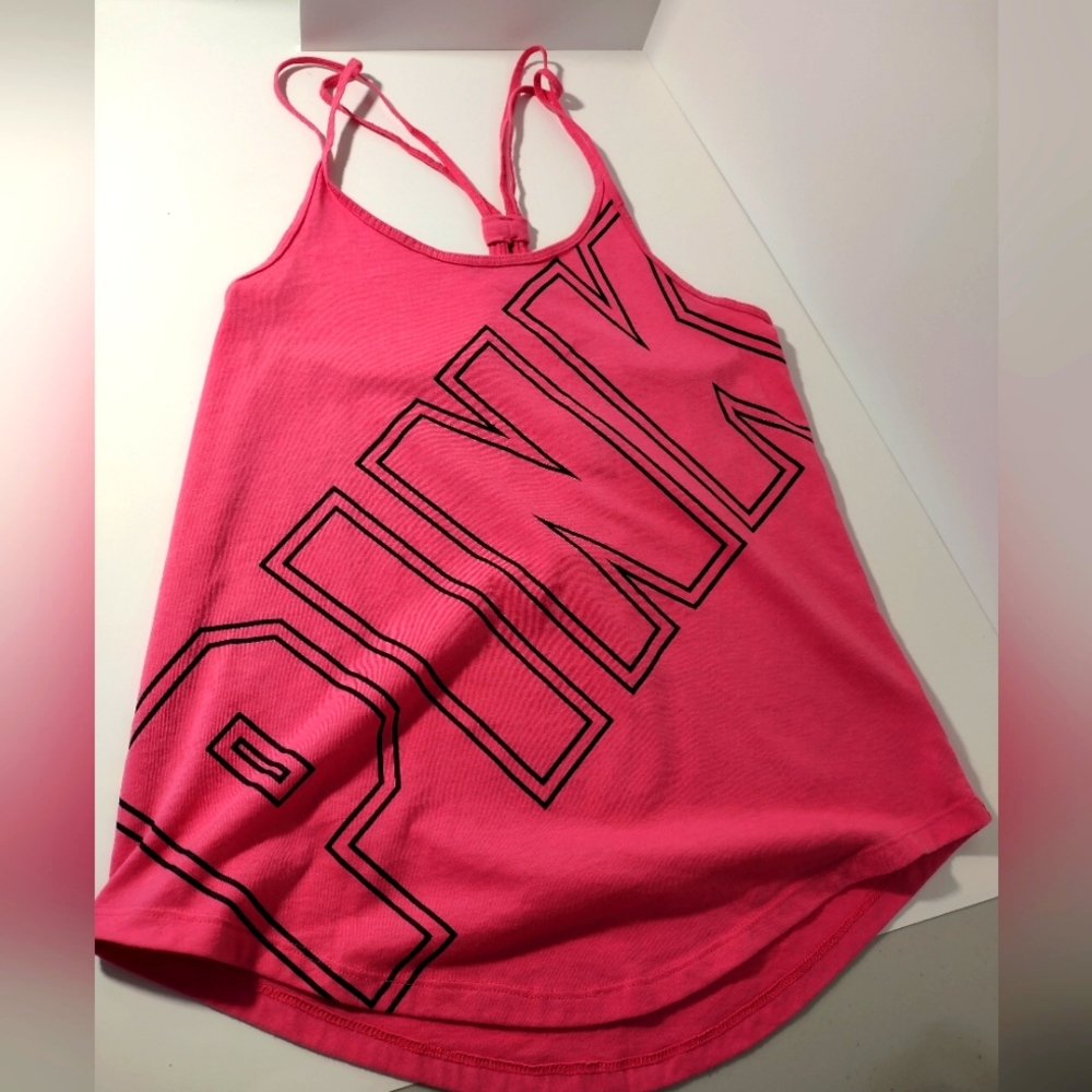 PINK Diagonal Logo Racerback Tank – Size XS